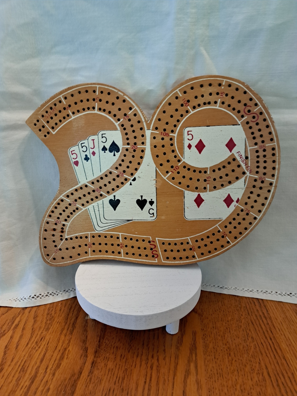❤️2/$30❤️Vintage Wooden Card-Themed Cribbage Board with Playing Card Design